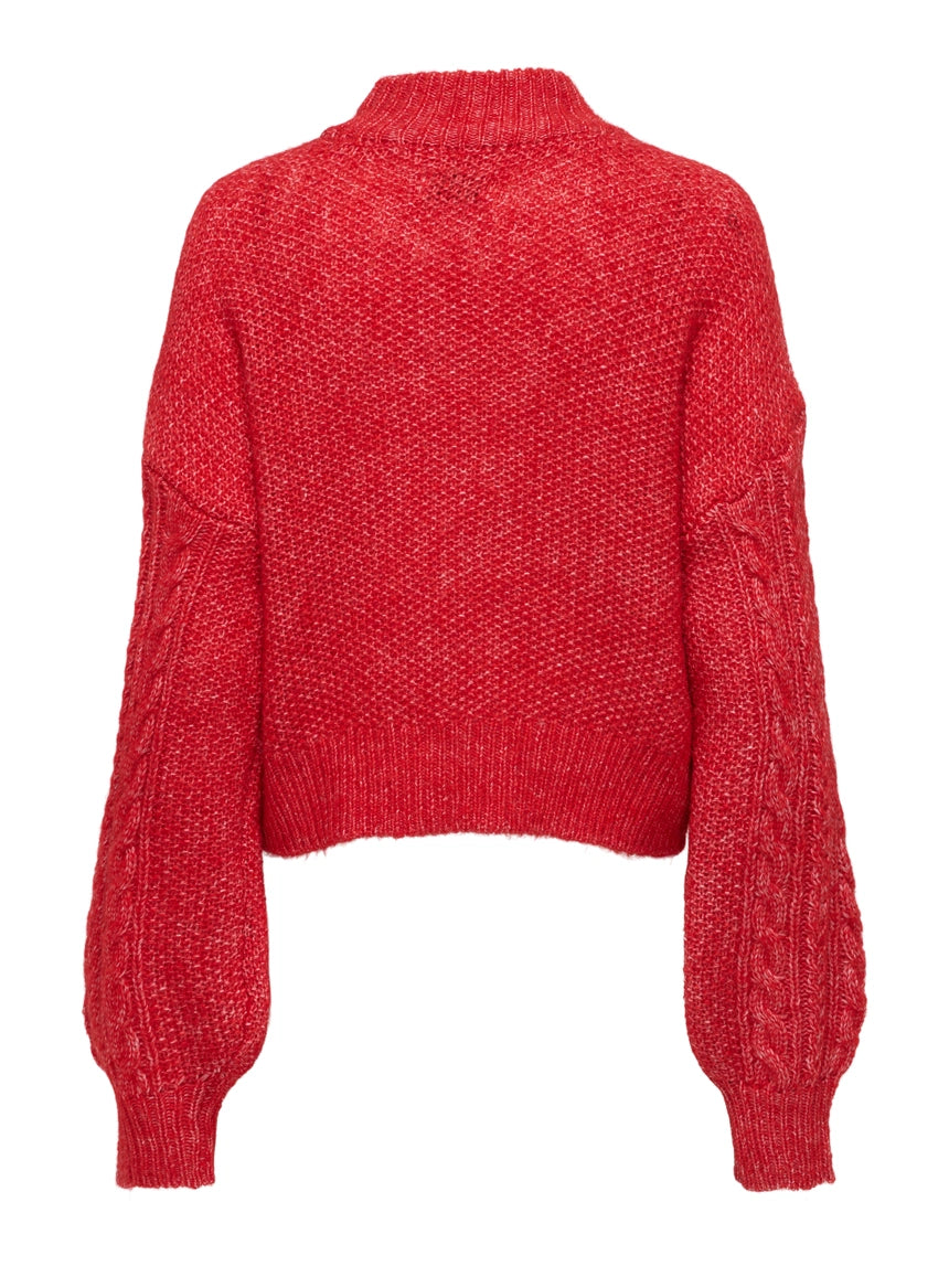 ONLY - Pulover e kuqe dhe kafe me thurje