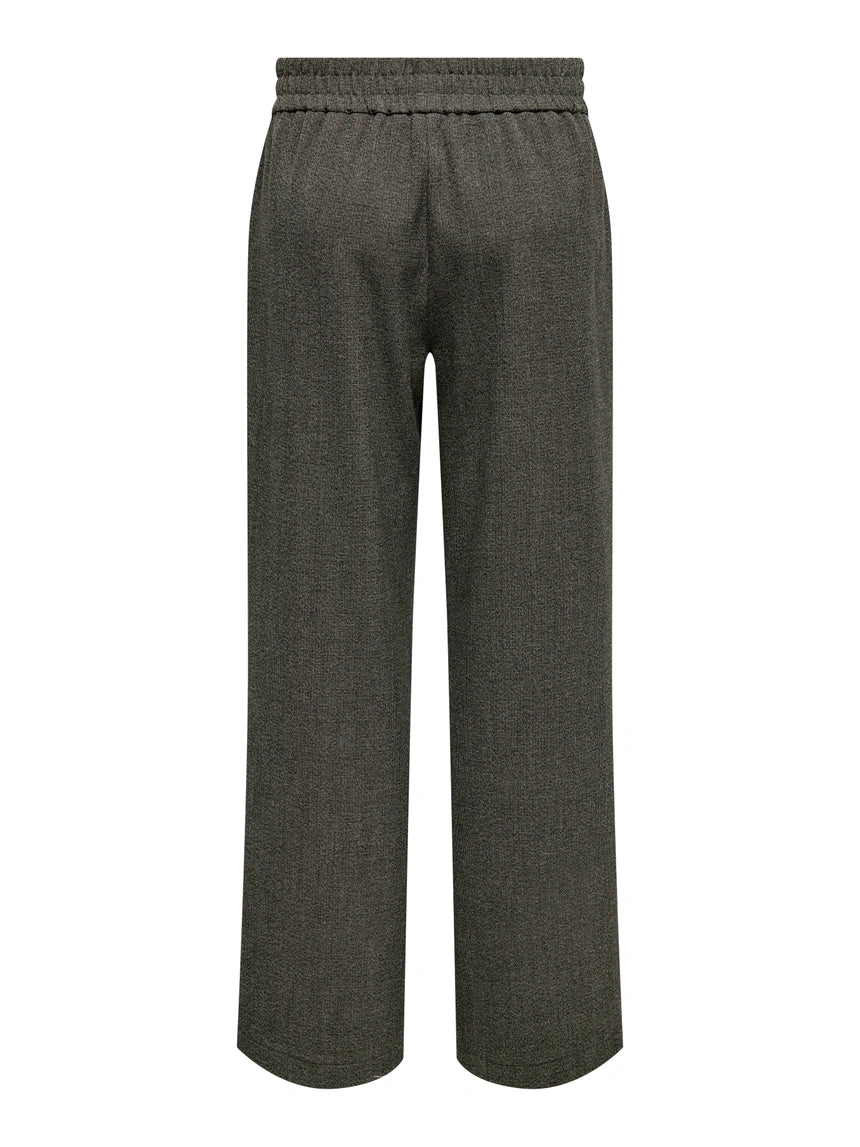 ONLY - Pantallona me nuanca kafe dhe me prerje te drejte dhe me llastik