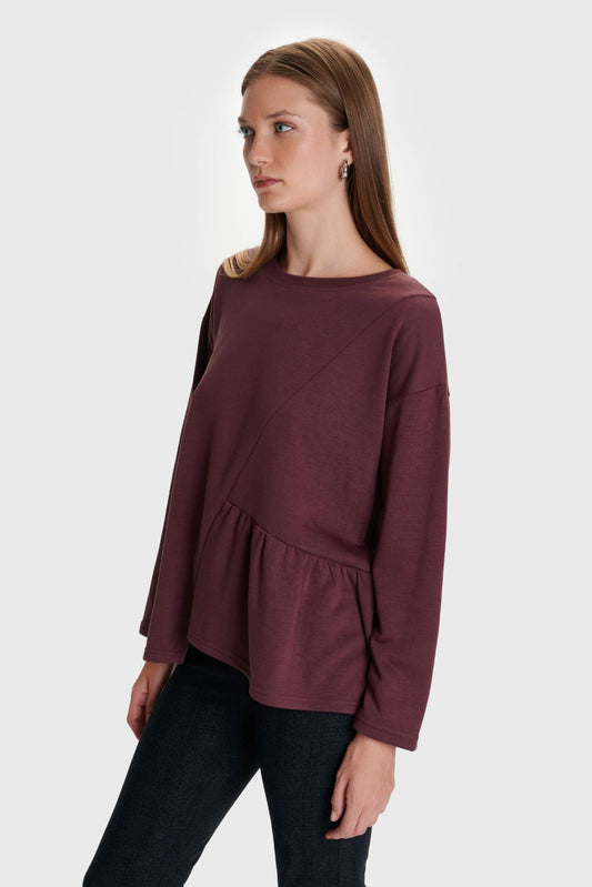 ALE - Bluze vishnje me menge te gjata dhe prerje asimetrike