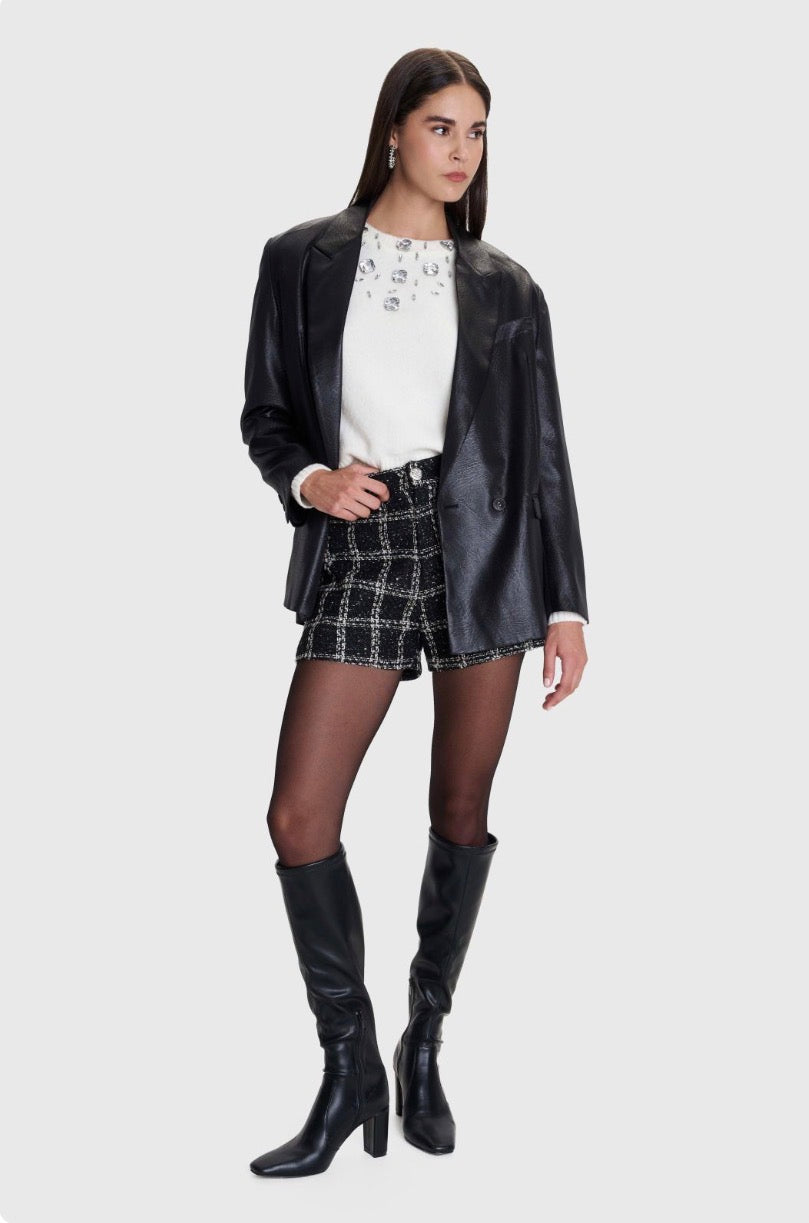 ALE - Pulover gri dhe e bardhe me elemente dekorative