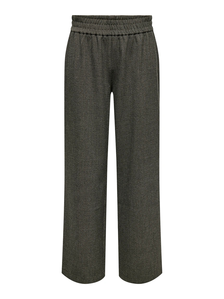 ONLY - Pantallona me nuanca kafe dhe me prerje te drejte dhe me llastik