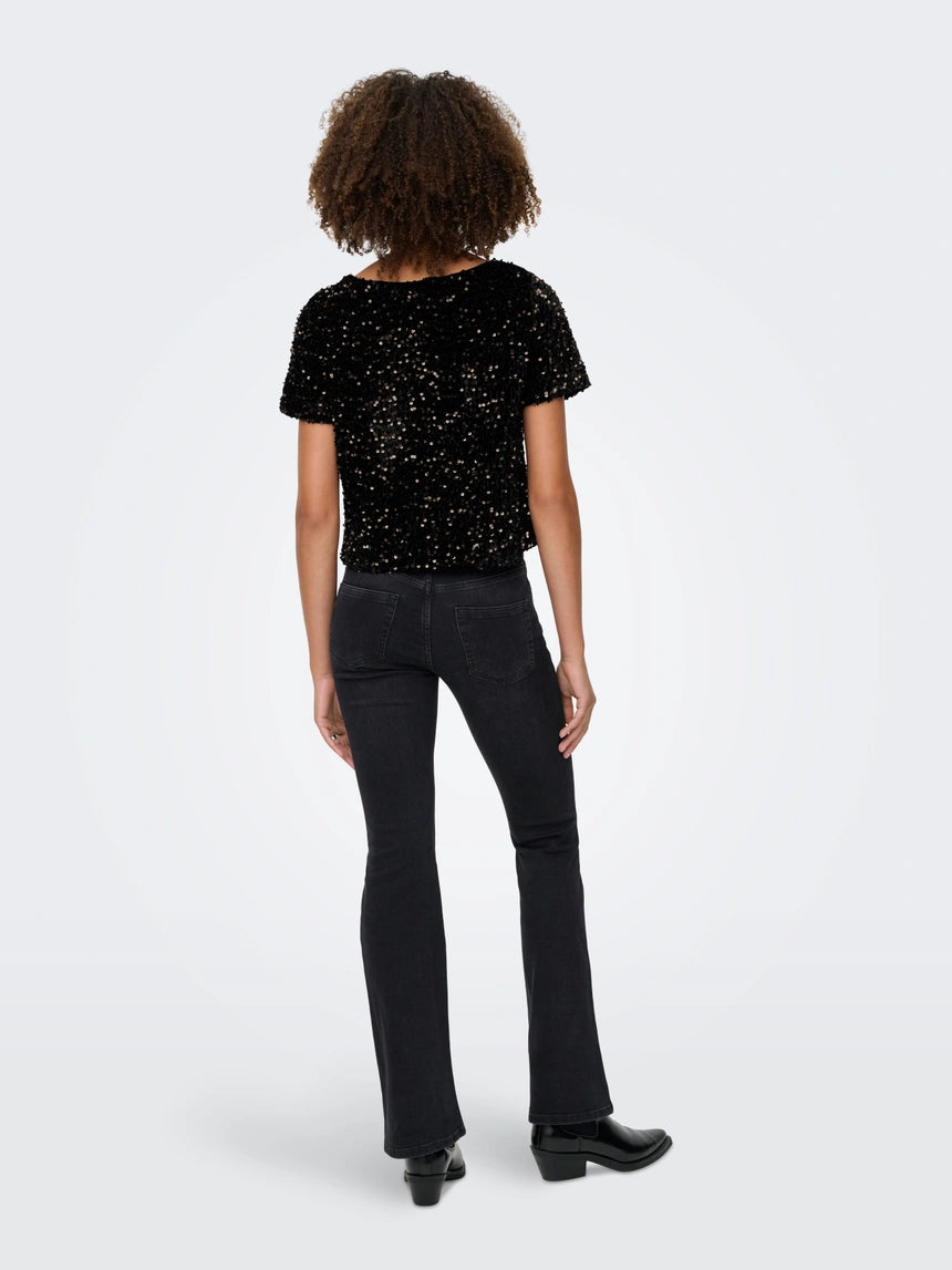 ONLY - Bluze vishnje, e zeze dhe gold me temina