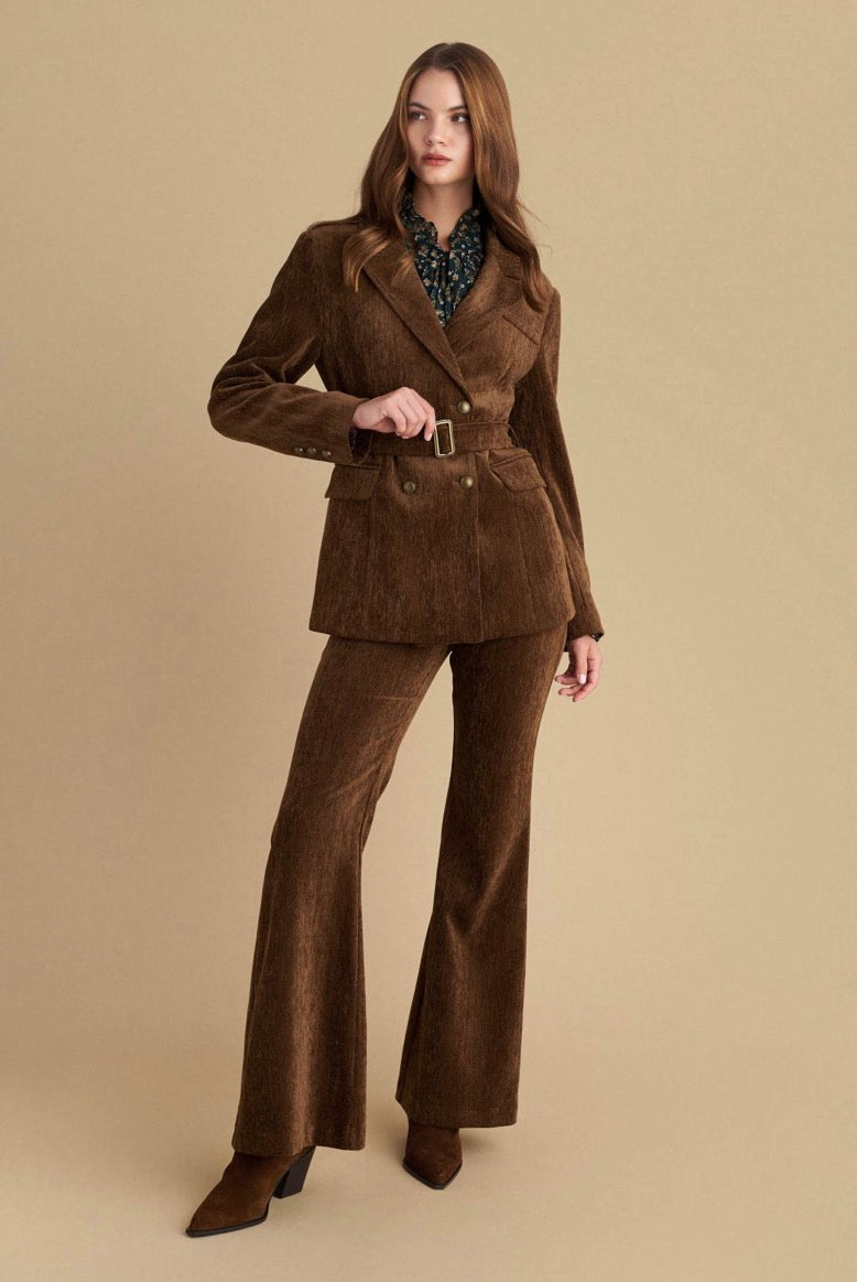 attrattivo - Kostum xhakete dhe pantallona kadife ne ngjyren kafe
