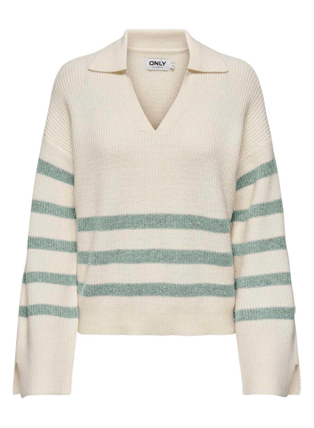 ONLY - Pulover-Bluze ngjyre pana me vija blu, kafe dhe bojqielli