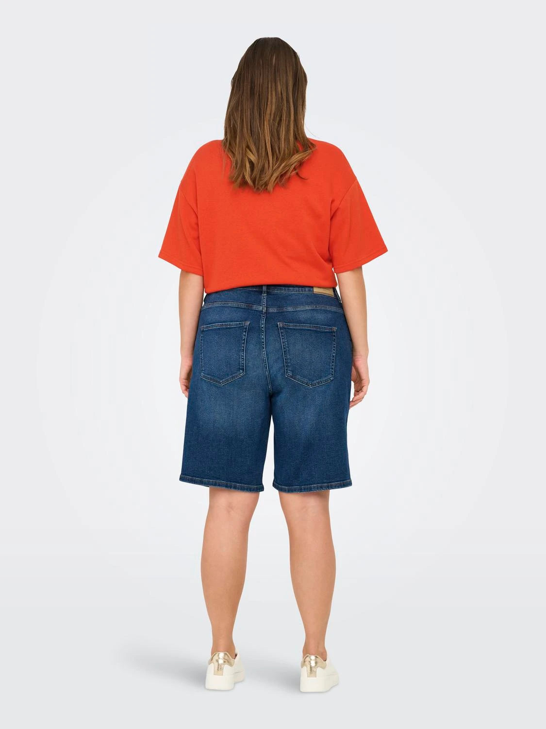 ONLY CARMAKOMA (big size) - Pantallona xhins te shkurta ngjyre blu